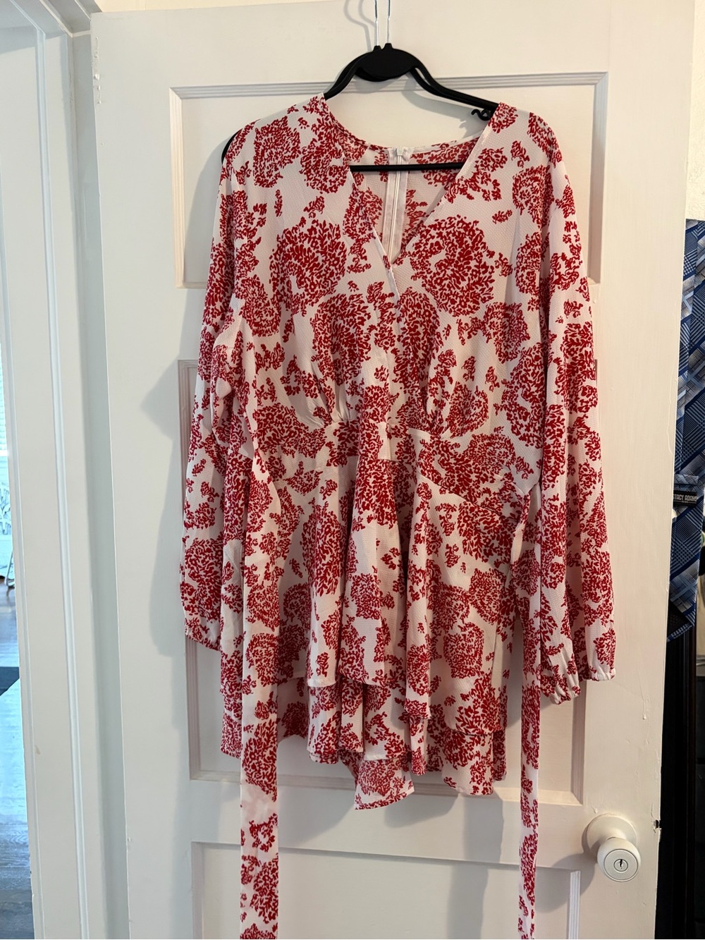 Women's Red Floral V-Neck romper